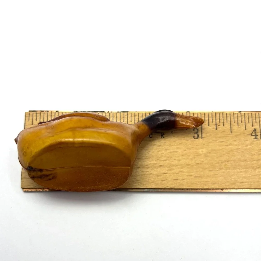 Antique Celluloid Miniature Duck Figurines 1930s Lot of 2 Toy Mallard Rattle‎